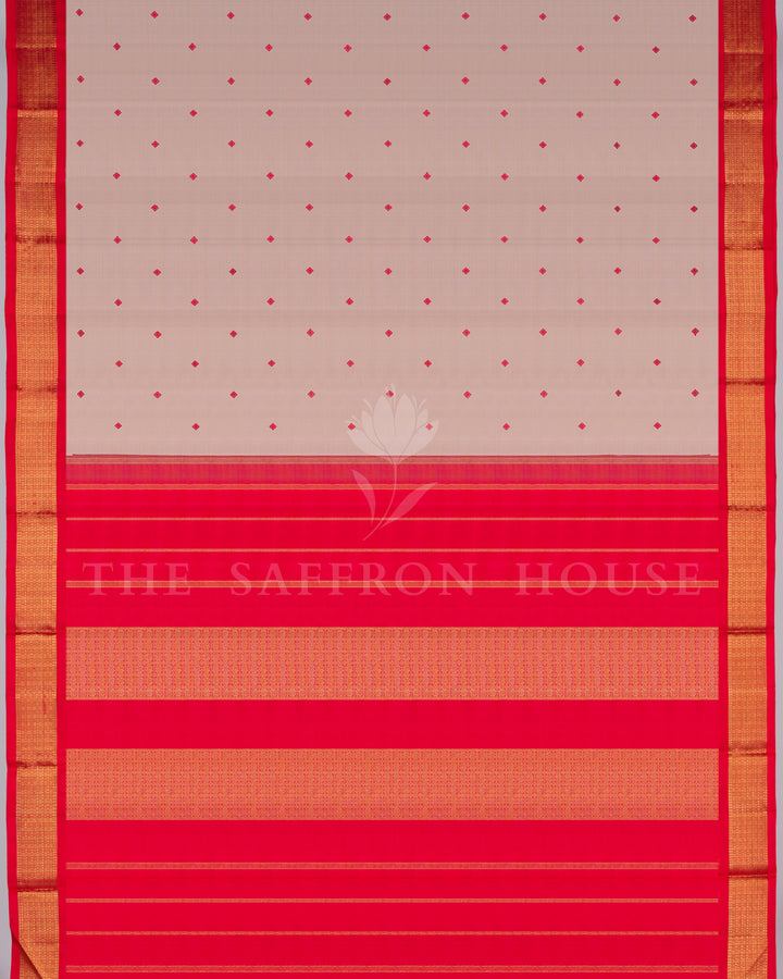 Fanta Orange And Sand Beige Korvai Kanjivaram Silk Saree – The Saffron House