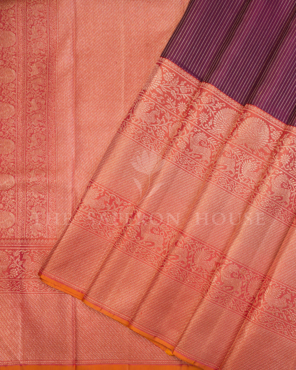 Burgundy Maroon And Peach Korvai Kanjivaram Silk Saree – The Saffron House