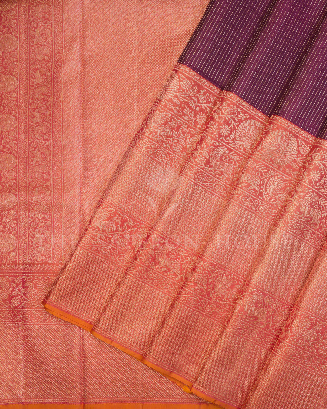 Burgundy Maroon And Peach Korvai Kanjivaram Silk Saree – The Saffron House