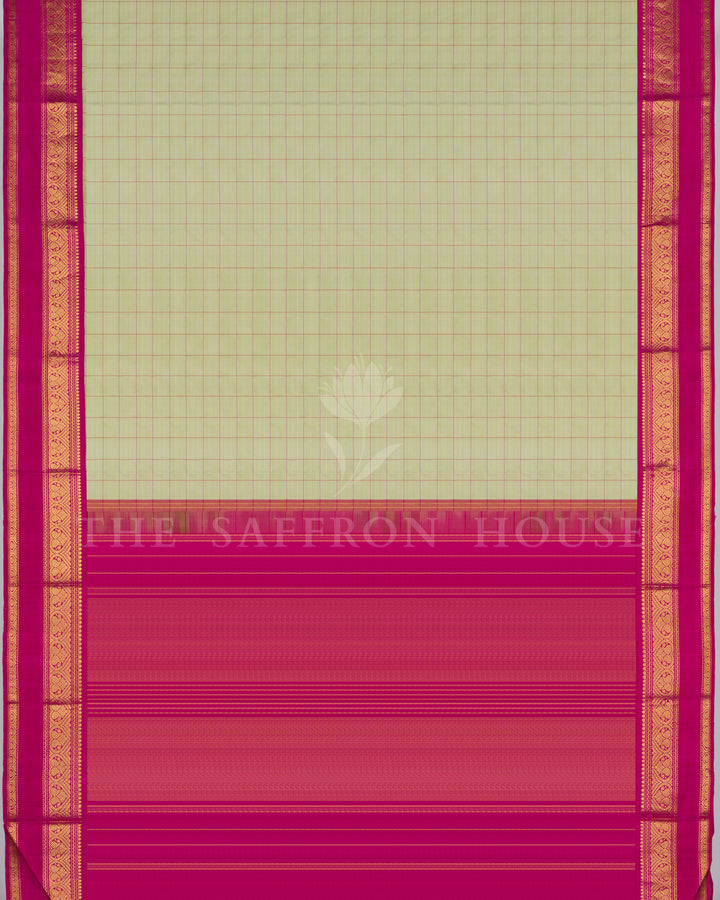 Pistachio Green And Rani Pink Korvai Kanjivaram Silk Saree – The Saffron House
