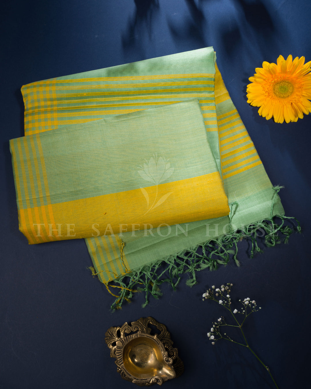 Green And Yellow Soft Silk Saree – The Saffron House