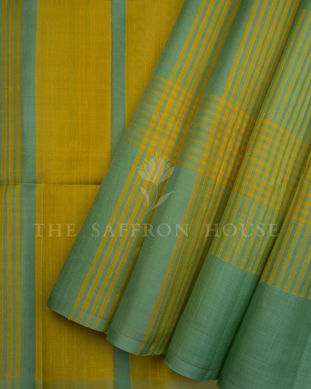 Green And Yellow Soft Silk Saree – The Saffron House