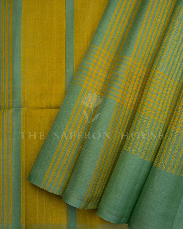 Green And Yellow Soft Silk Saree – The Saffron House