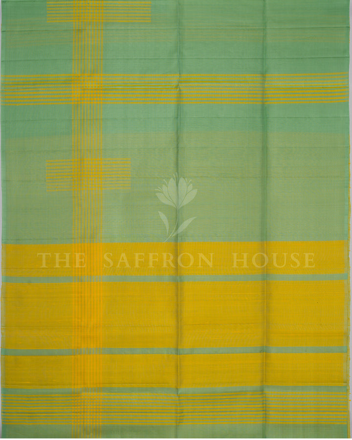 Green And Yellow Soft Silk Saree – The Saffron House