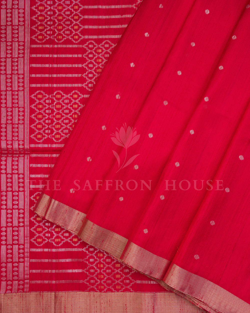 Red And Chilli Red Tussar Silk Saree – The Saffron House