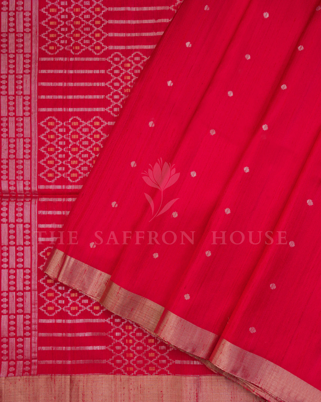 Red And Chilli Red Tussar Silk Saree – The Saffron House
