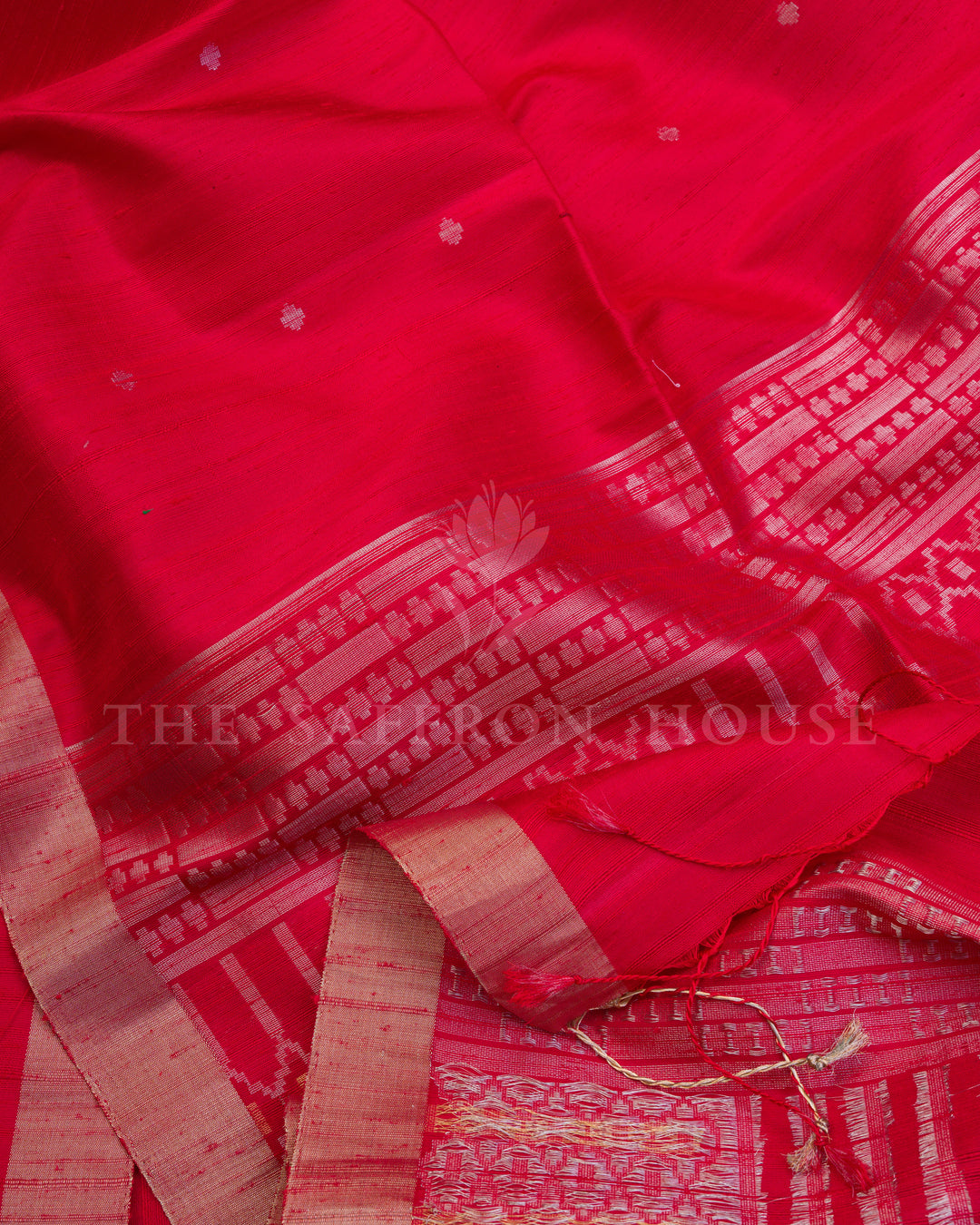 Red And Chilli Red Tussar Silk Saree – The Saffron House