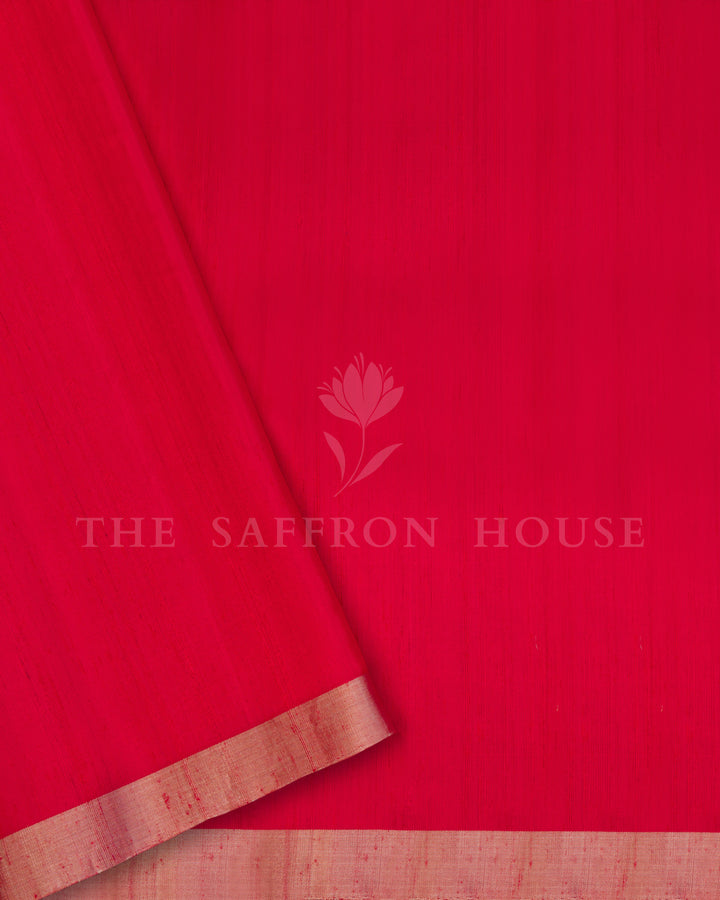 Red And Chilli Red Tussar Silk Saree – The Saffron House
