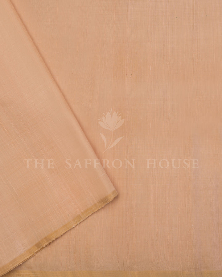 Turquoise And Sand Beige Tussar Silk Saree – The Saffron House