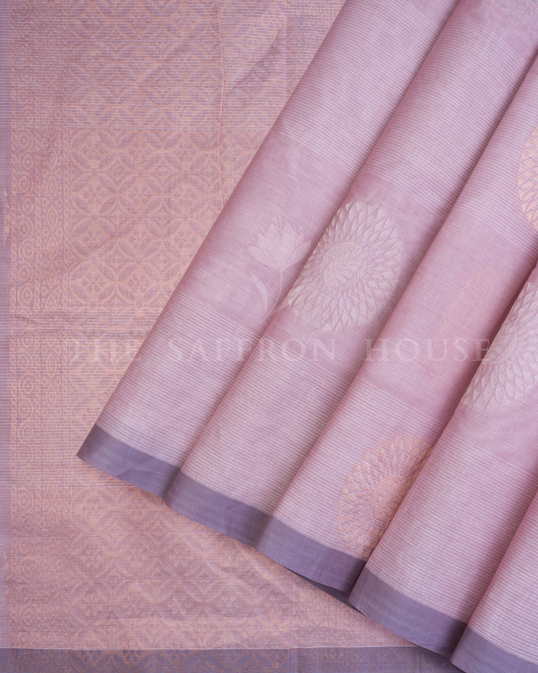 Rose And Lavender Kattam Kanjivaram Silk Saree – The Saffron House