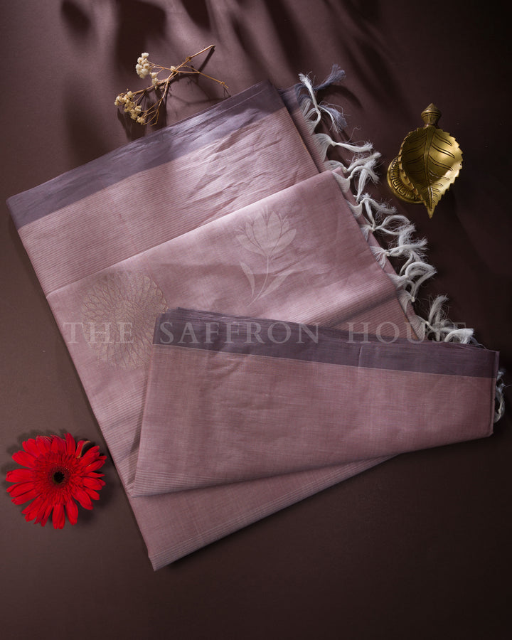 Rose And Lavender Kattam Kanjivaram Silk Saree – The Saffron House