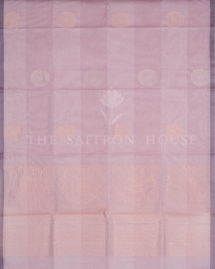 Rose And Lavender Kattam Kanjivaram Silk Saree – The Saffron House