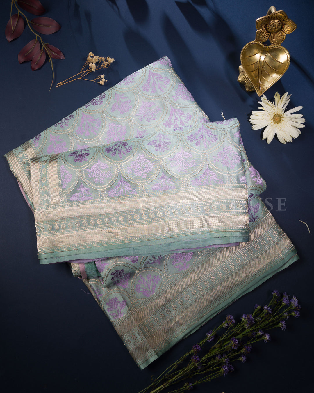 Purple Mashru Banarasi Saree – The Saffron House