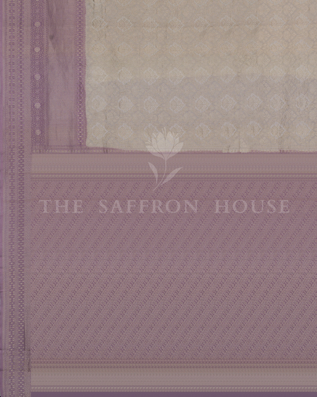 Ivory And Lavender Georgette Banarasi Saree – The Saffron House