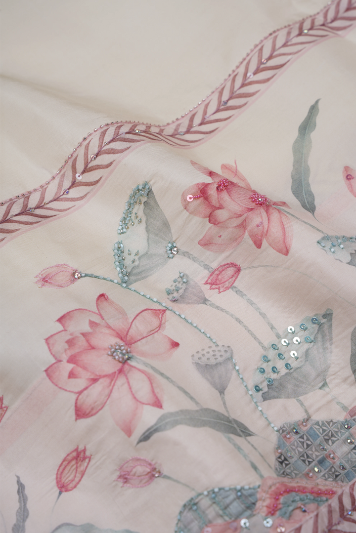 Off White And Ivory Kanjivaram Silk Saree – The Saffron House
