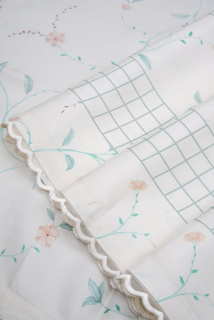 Ivory Grid Kanjivaram Silk Saree - Blooming Heiress - Look 10