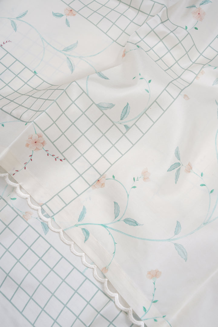 Ivory Grid Kanjivaram Silk Saree - Blooming Heiress - Look 10