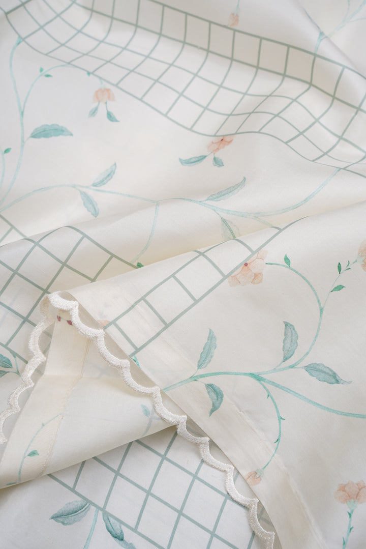 Ivory Grid Kanjivaram Silk Saree - Blooming Heiress - Look 10