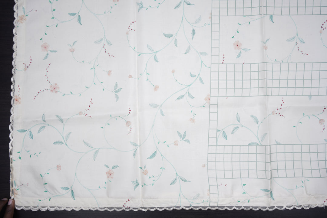 Ivory Grid Kanjivaram Silk Saree - Blooming Heiress - Look 10
