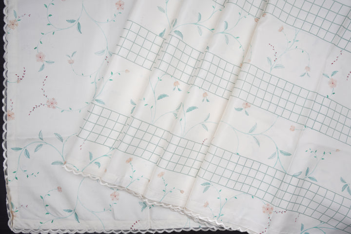 Ivory Grid Kanjivaram Silk Saree - Blooming Heiress - Look 10