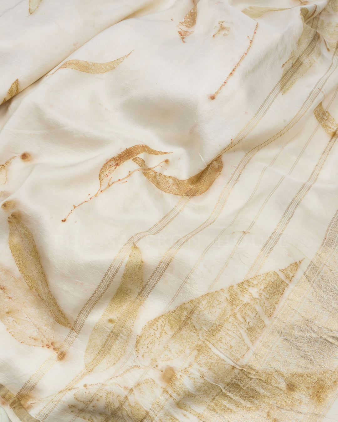 Ivory Kanjivaram Silk Saree – The Saffron House