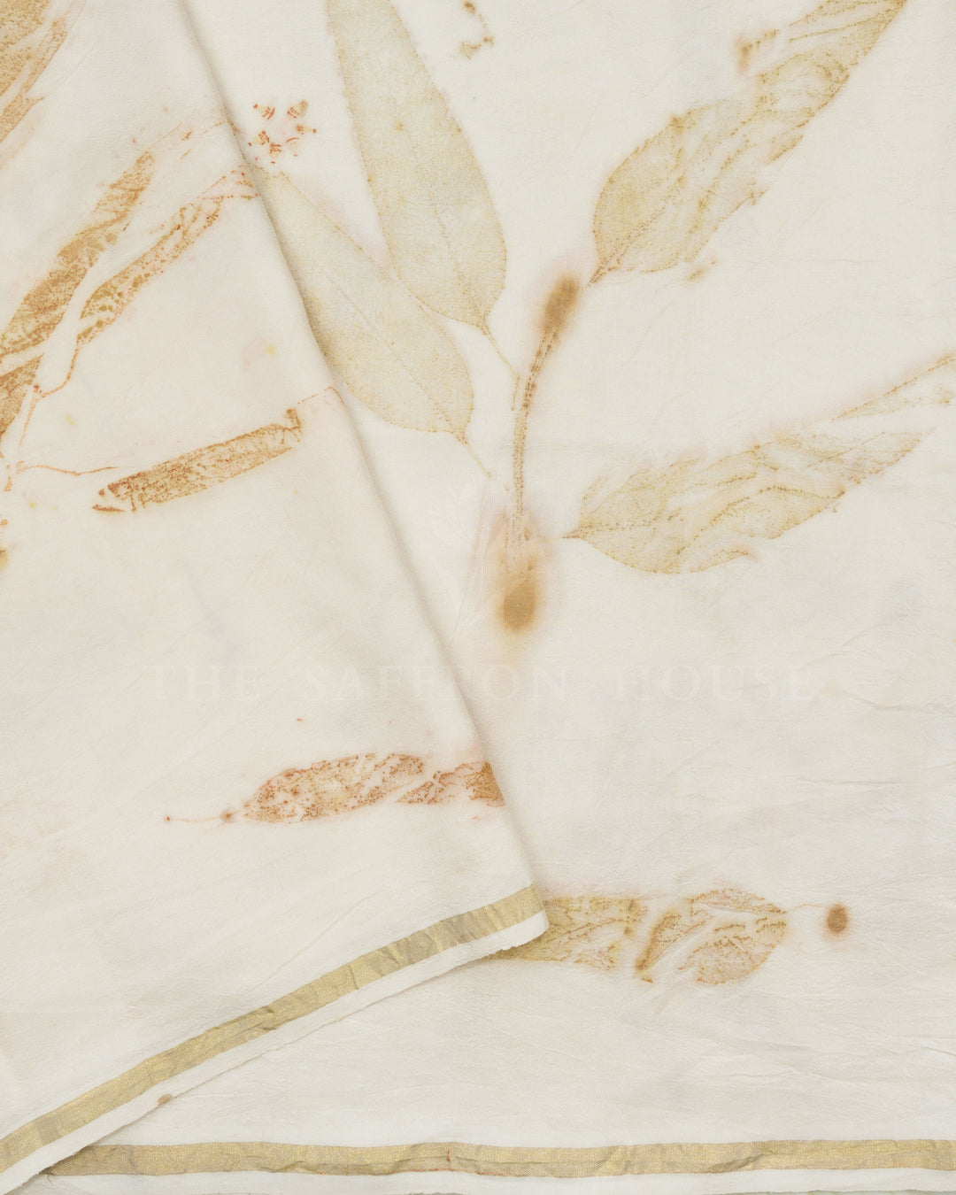 Ivory Kanjivaram Silk Saree – The Saffron House