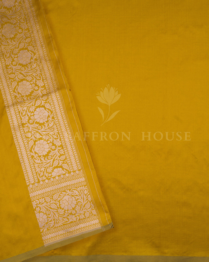 Mustard Gold Katan Banarasi Silk Saree – The Saffron House
