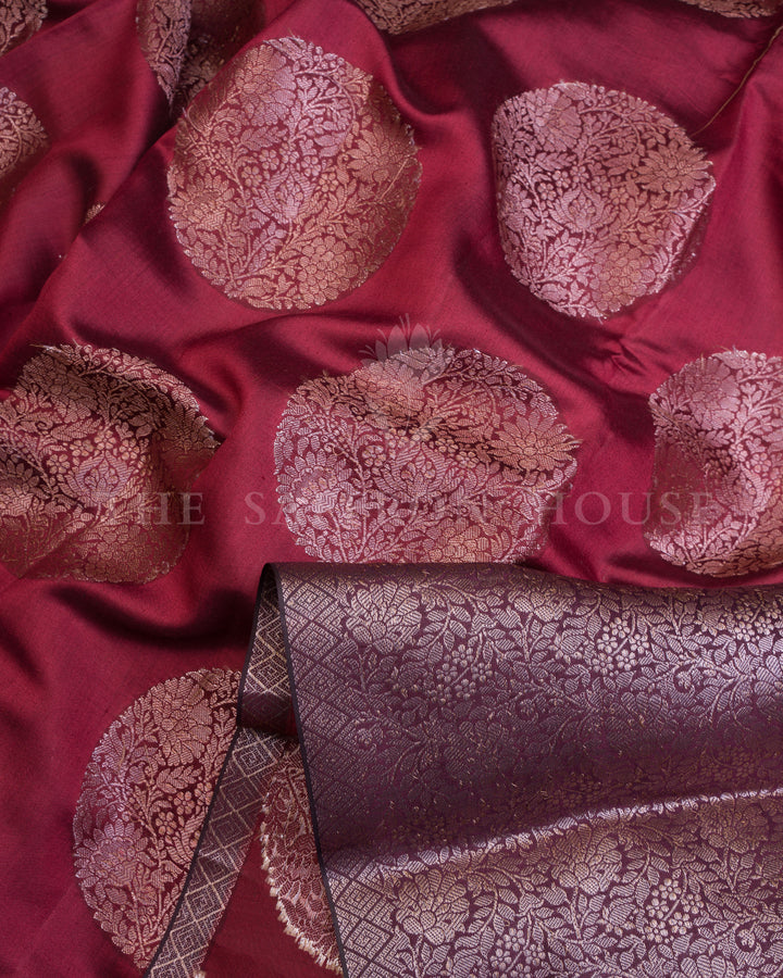 Wine Eri Silk Saree – The Saffron House