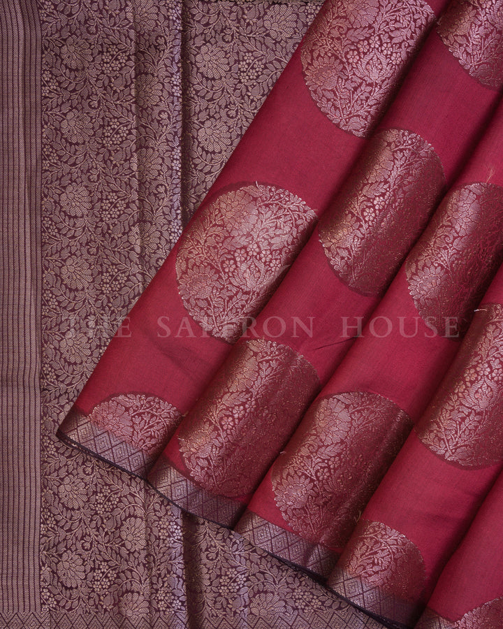 Wine Eri Silk Saree – The Saffron House