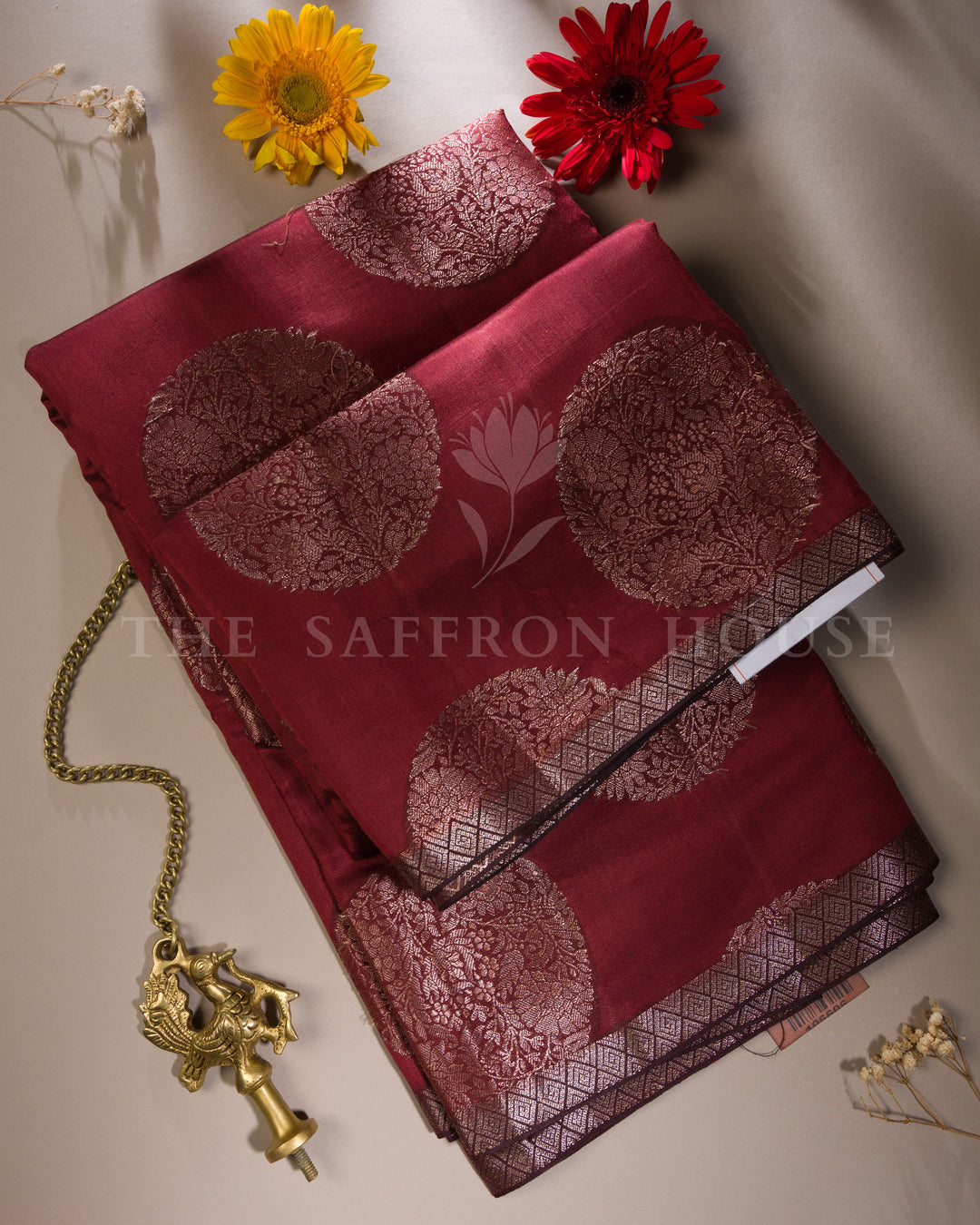 Wine Eri Silk Saree – The Saffron House