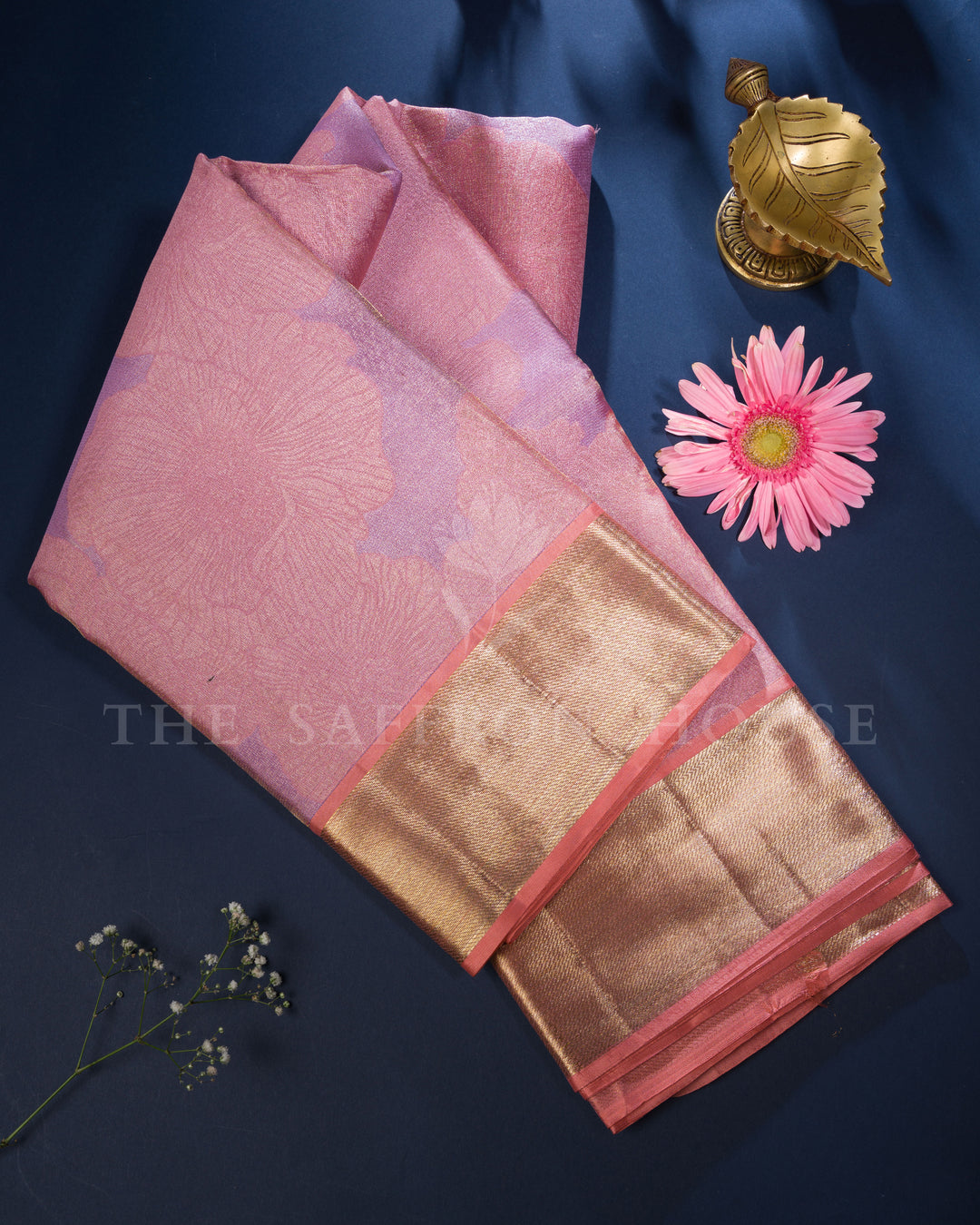 Lavender And Peach Kanjivaram Silk Saree – The Saffron House