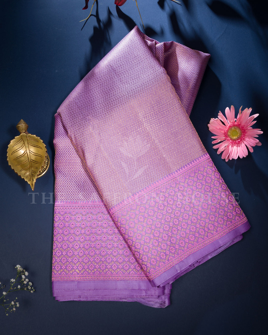 Lavender And Purple Kanjivaram Silk Saree – The Saffron House