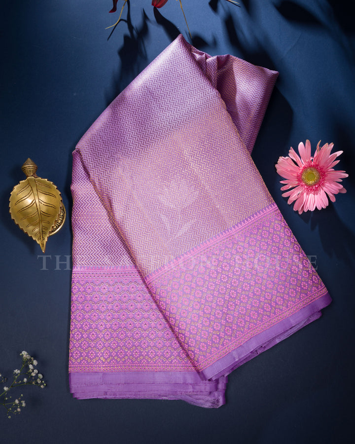 Lavender And Purple Kanjivaram Silk Saree – The Saffron House