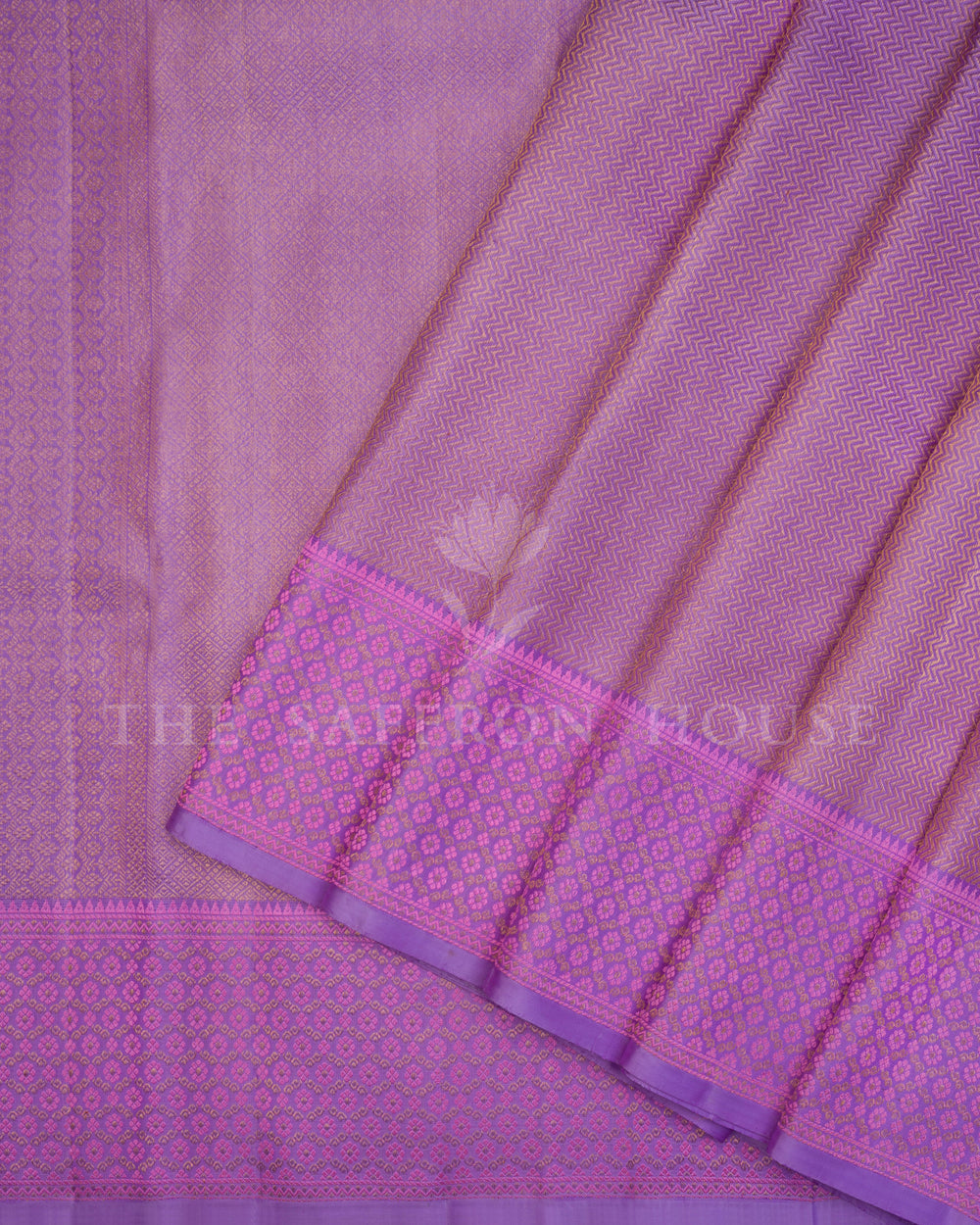 Lavender And Purple Kanjivaram Silk Saree – The Saffron House
