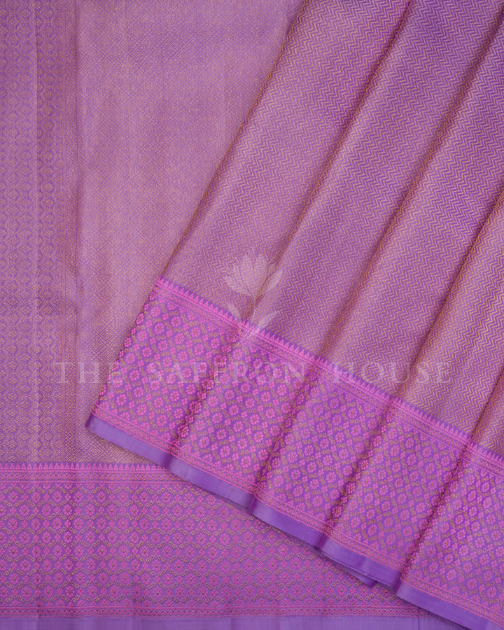 Lavender And Purple Kanjivaram Silk Saree – The Saffron House