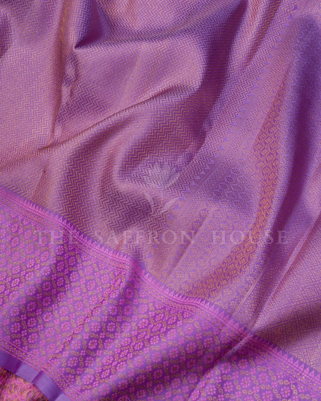 Lavender And Purple Kanjivaram Silk Saree – The Saffron House