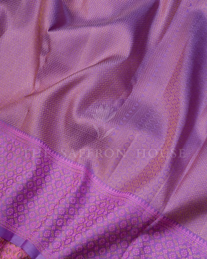 Lavender And Purple Kanjivaram Silk Saree – The Saffron House