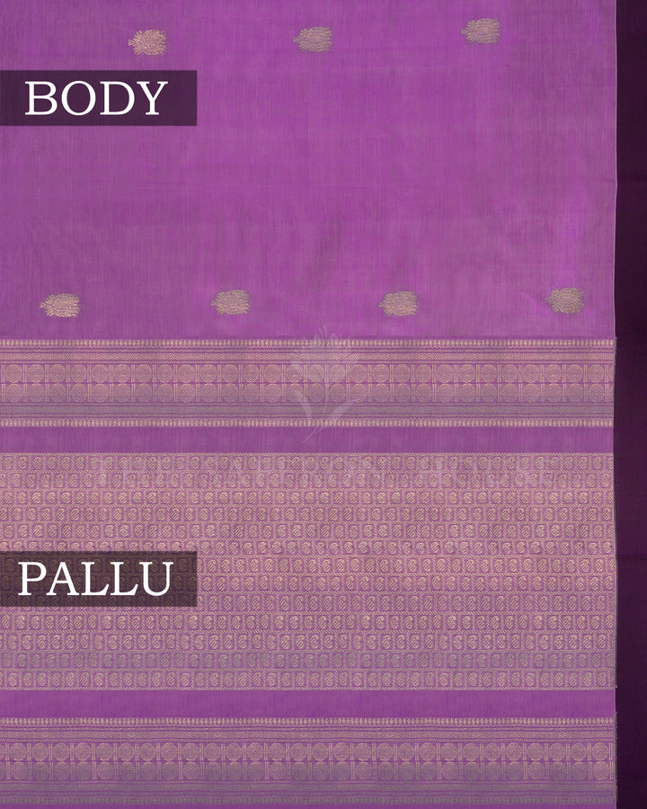 Lavender And Wine Handwoven Silk Cotton Saree – The Saffron House
