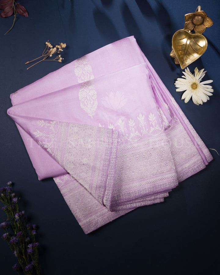 Lavender Mashru Banarasi Saree – The Saffron House