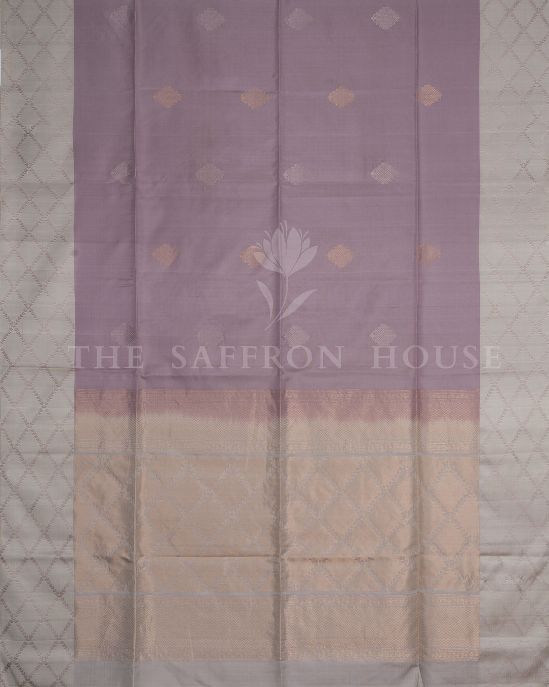 Lavender And Ivory Tussar Silk Saree – The Saffron House