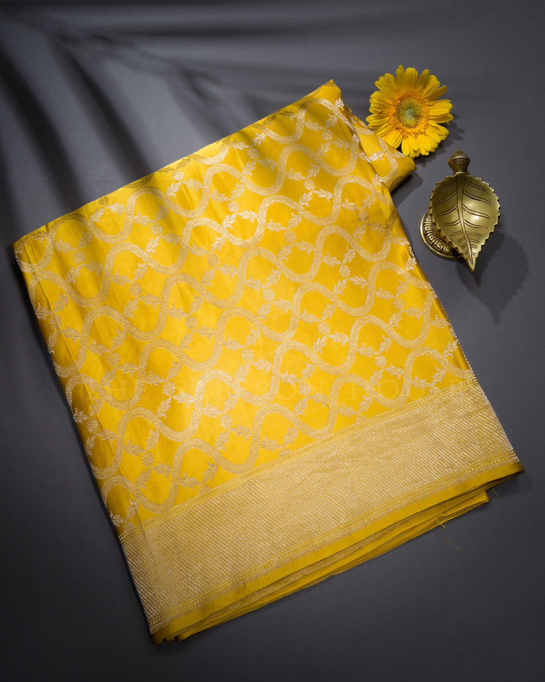 Lemon Yellow Banarasi Silk Saree – The Saffron House