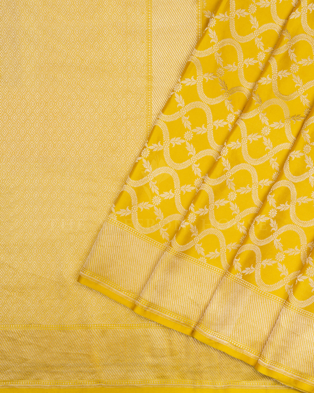 Lemon Yellow Banarasi Silk Saree – The Saffron House
