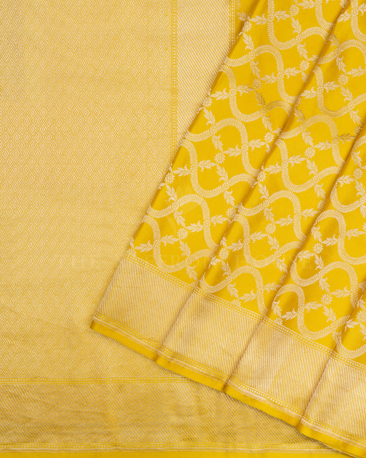 Lemon Yellow Banarasi Silk Saree – The Saffron House