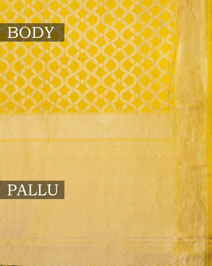 Lemon Yellow Banarasi Silk Saree – The Saffron House