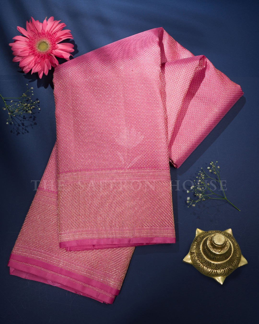 Blush Rose Brocade Kanjivaram Silk Saree – The Saffron House