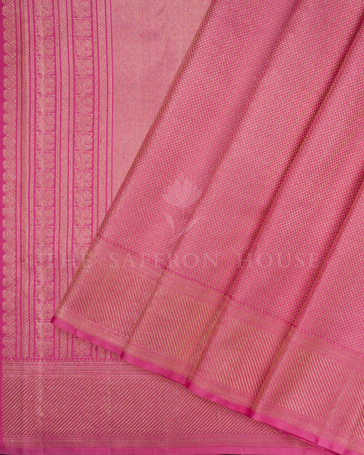 Blush Rose Brocade Kanjivaram Silk Saree – The Saffron House