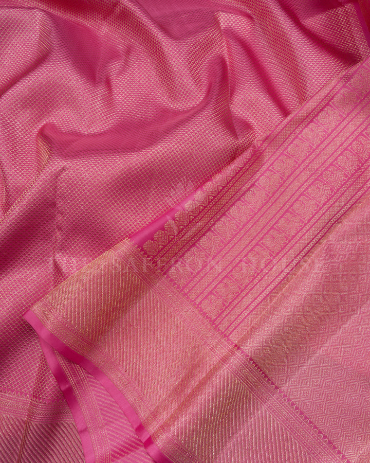 Blush Rose Brocade Kanjivaram Silk Saree – The Saffron House