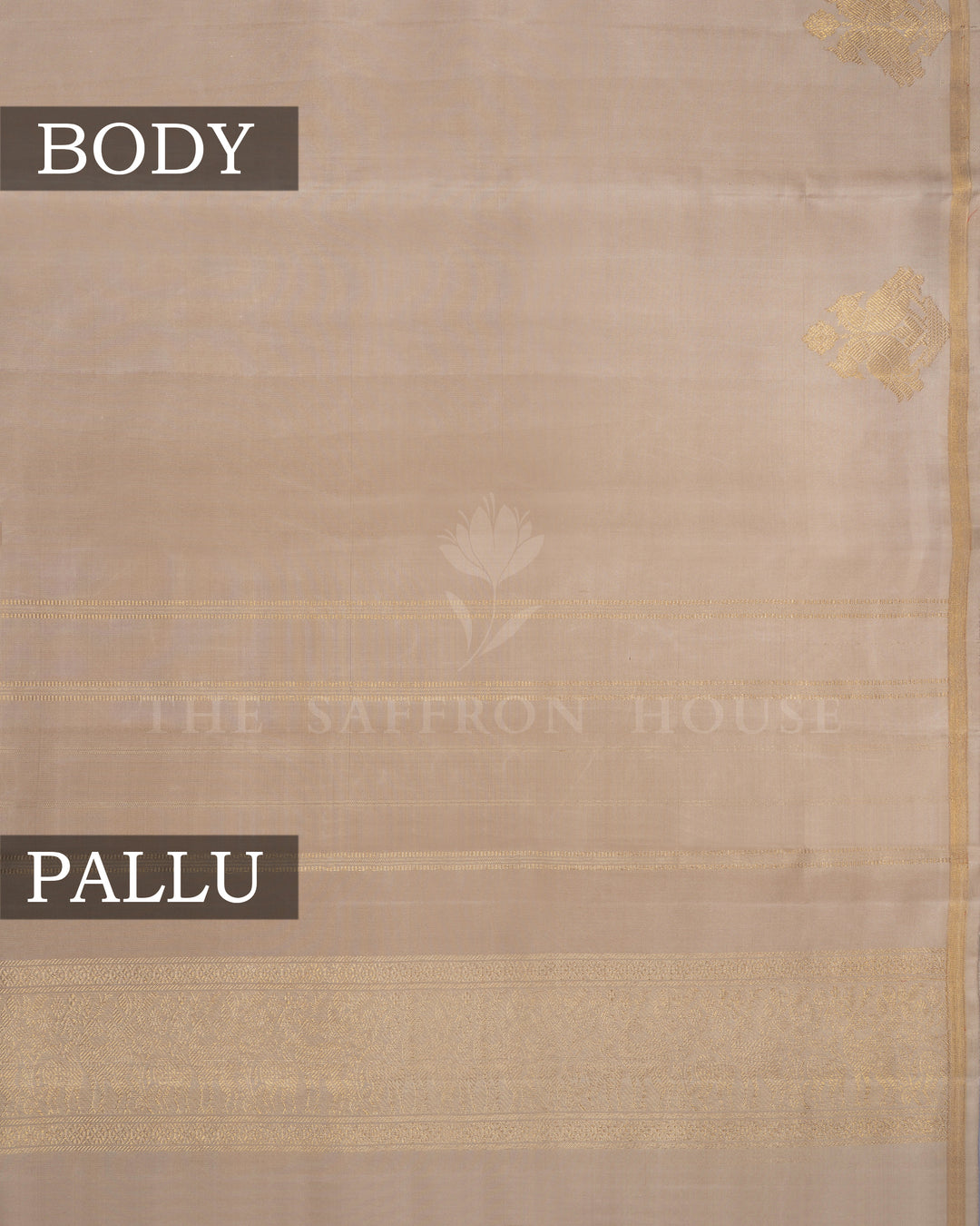 Golden Beige Kanjivaram Silk Saree – The Saffron House