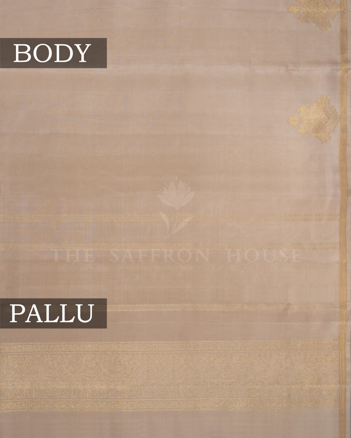 Golden Beige Kanjivaram Silk Saree – The Saffron House