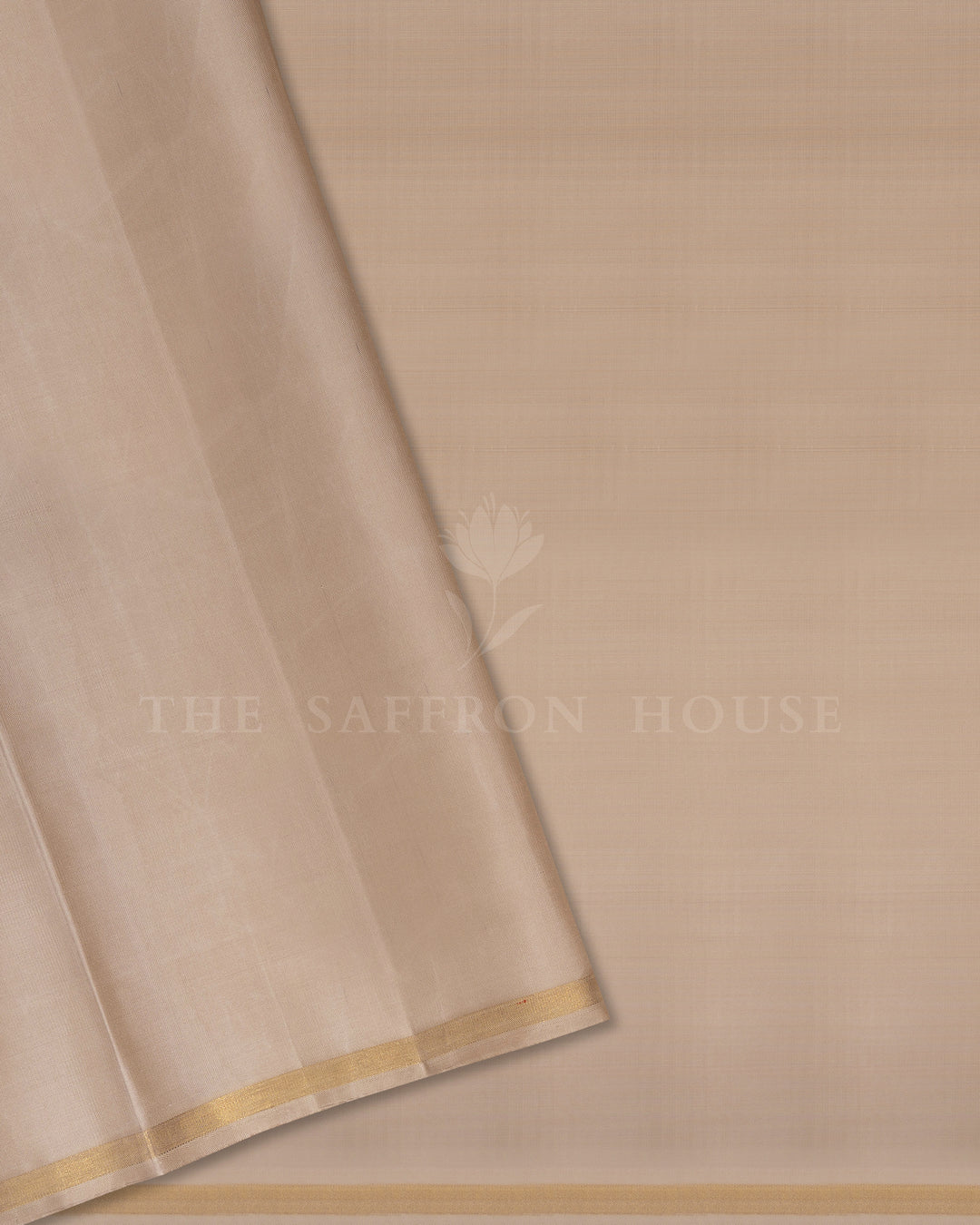 Golden Beige Kanjivaram Silk Saree – The Saffron House